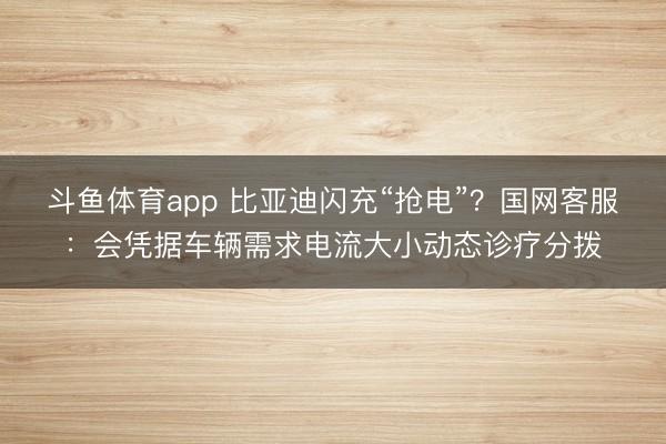 斗鱼体育app 比亚迪闪充“抢电”？国网客服：会凭据车辆需求电流大小动态诊疗分拨