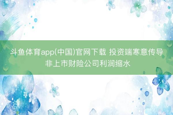斗鱼体育app(中国)官网下载 投资端寒意传导 非上市财险公司利润缩水