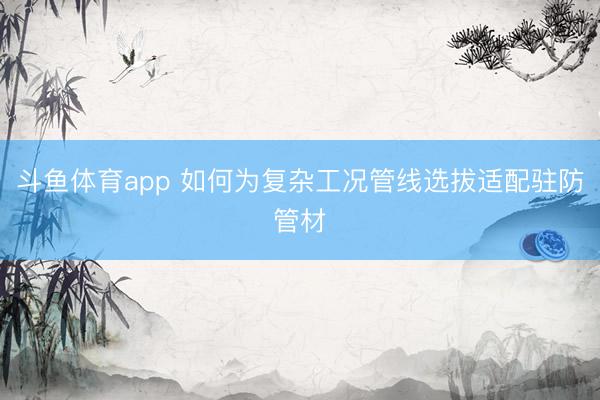 斗鱼体育app 如何为复杂工况管线选拔适配驻防管材