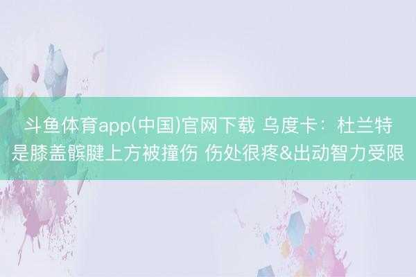 斗鱼体育app(中国)官网下载 乌度卡：杜兰特是膝盖髌腱上方被撞伤 伤处很疼&出动智力受限