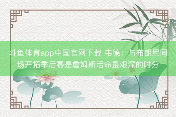 斗鱼体育app中国官网下载 韦德：与布朗尼同场开拓季后赛是詹姆斯活命最艰深的时分