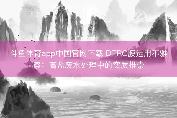 斗鱼体育app中国官网下载 DTRO膜运用不雅察：高盐废水处理中的实质推崇