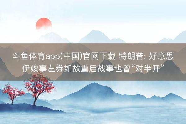 斗鱼体育app(中国)官网下载 特朗普: 好意思伊竣事左券如故重启战事也曾“对半开”