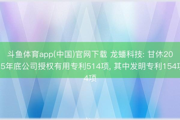 斗鱼体育app(中国)官网下载 龙蟠科技: 甘休2025年底公司授权有用专利514项， 其中发明专利154项