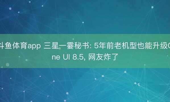 斗鱼体育app 三星一霎秘书: 5年前老机型也能升级One UI 8.5， 网友炸了