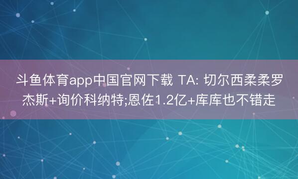 斗鱼体育app中国官网下载 TA: 切尔西柔柔罗杰斯+询价科纳特;恩佐1.2亿+库库也不错走