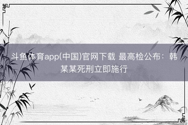斗鱼体育app(中国)官网下载 最高检公布：韩某某死刑立即施行