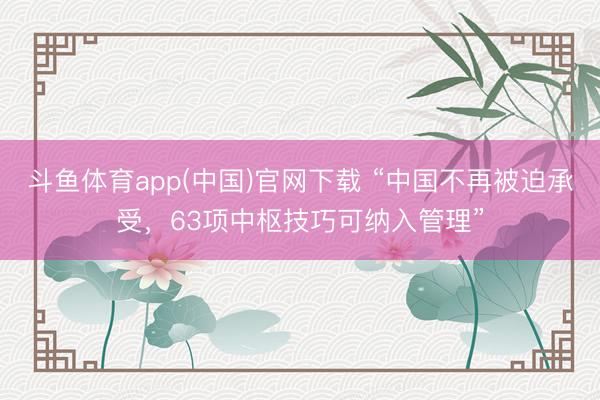 斗鱼体育app(中国)官网下载 “中国不再被迫承受，63项中枢技巧可纳入管理”