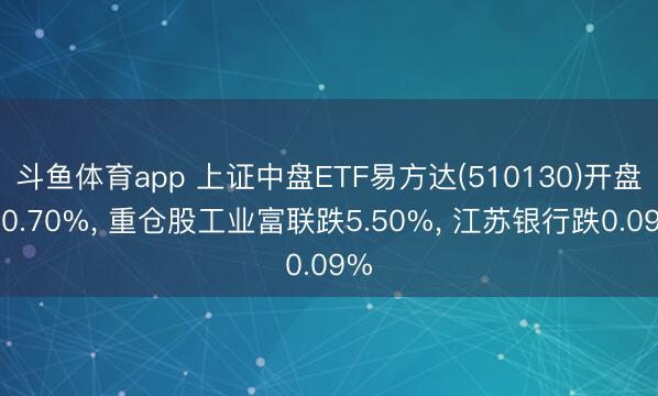 斗鱼体育app 上证中盘ETF易方达(510130)开盘跌0.70%, 重仓股工业富联跌5.50%, 江苏银行跌0.09%