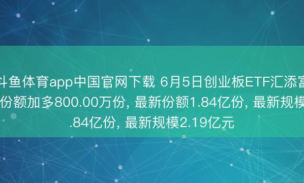 斗鱼体育app中国官网下载 6月5日创业板ETF汇添富(159247)份额加多800.00万份, 最新份额1.84亿份, 最新规模2.19亿元