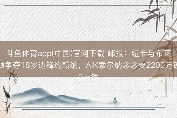 斗鱼体育app(中国)官网下载 邮报:纽卡与布莱顿争夺18岁边锋约翰纳,AIK索尔纳念念要2200万镑