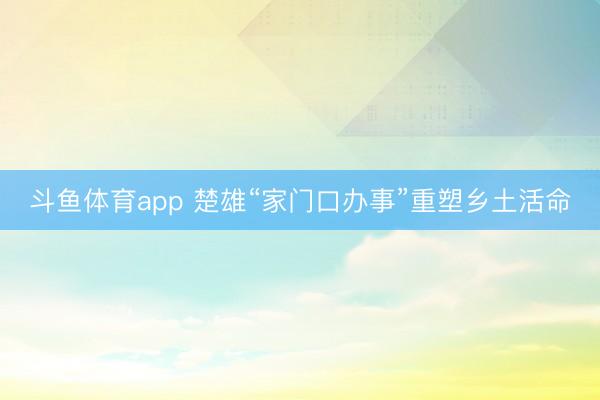 斗鱼体育app 楚雄“家门口办事”重塑乡土活命