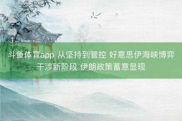 斗鱼体育app 从坚持到管控 好意思伊海峡博弈干涉新阶段 伊朗政策蓄意显现