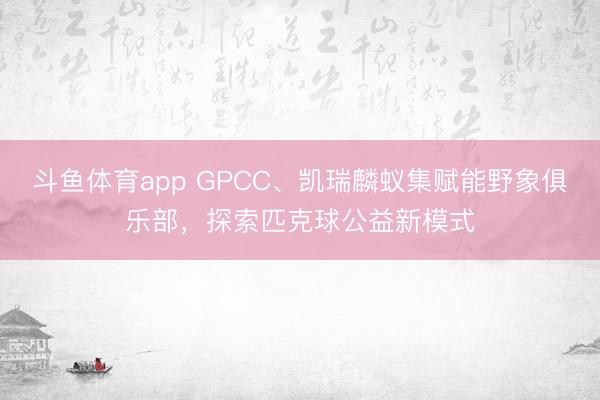 斗鱼体育app GPCC、凯瑞麟蚁集赋能野象俱乐部,探索匹克球公益新模式